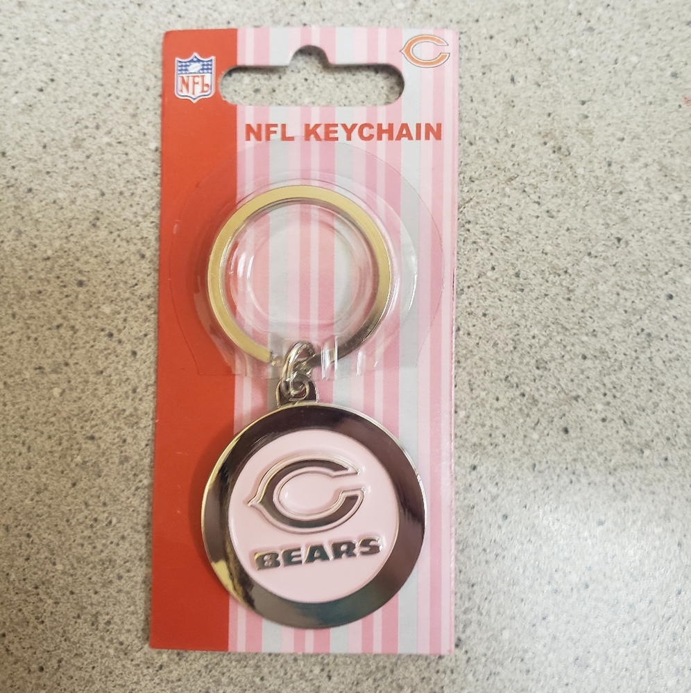 NFL Chicago Bears Metal Pink Keychain